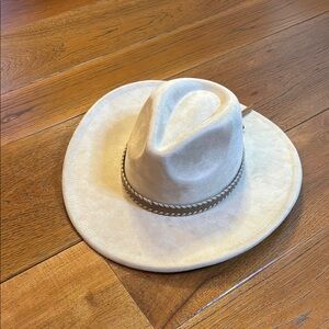 Anthropologie Cream Suede Rancher Hat